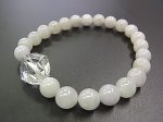 画像1: 再入荷!! 白翡翠&水晶ブレスレット 内周16cm (1)